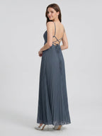Stormy Chiffon A-Line Sweetheart Lace-up Floor-Length Bridesmaid Dress - Curvevia