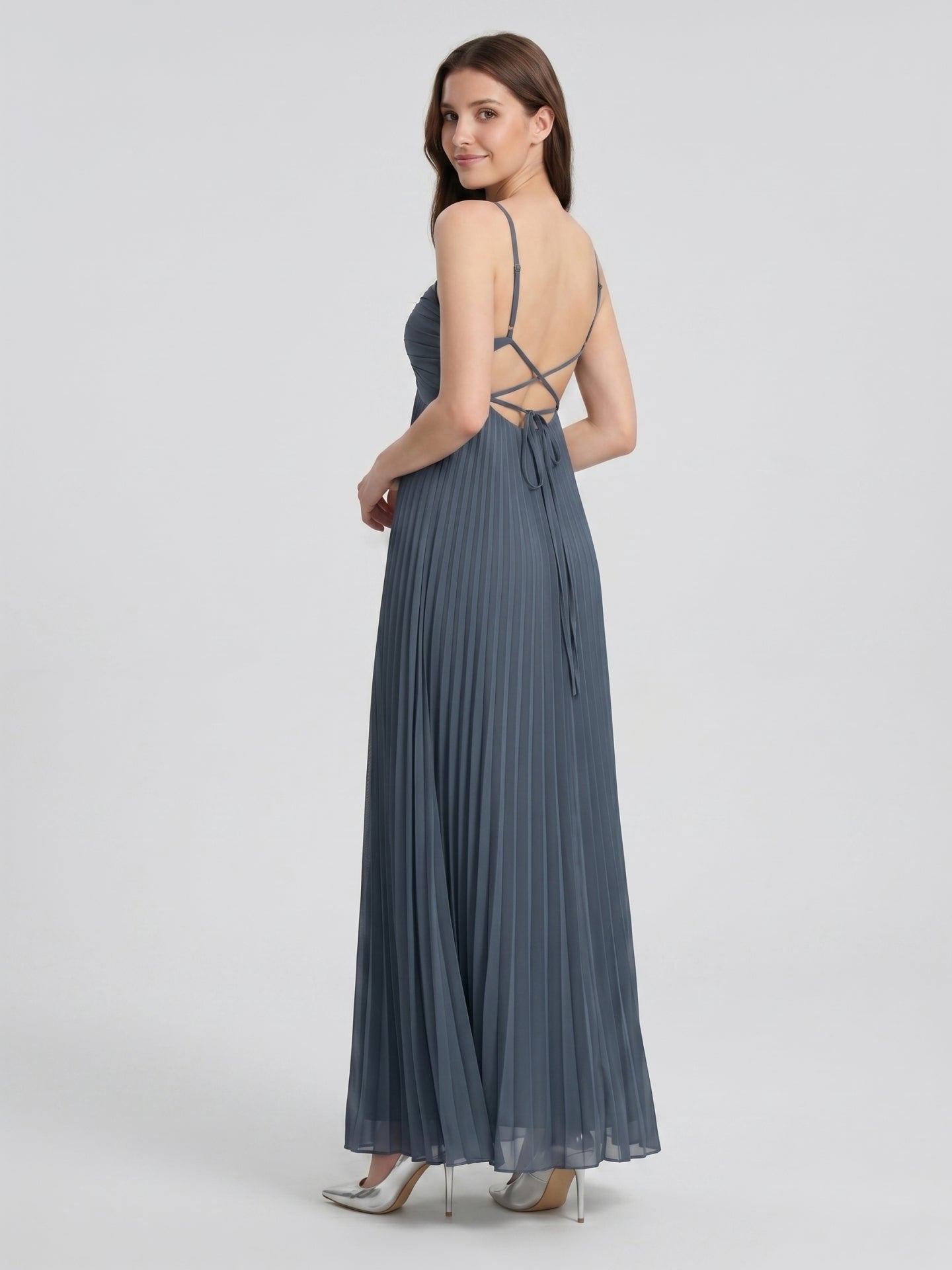 Stormy Chiffon A-Line Sweetheart Lace-up Floor-Length Bridesmaid Dress - Curvevia
