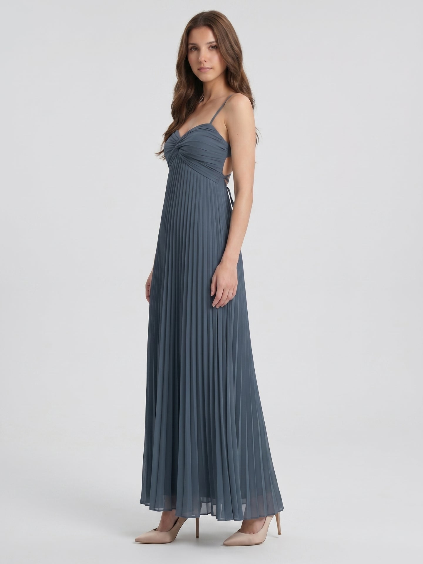 Stormy Chiffon A-Line Sweetheart Lace-up Floor-Length Bridesmaid Dress - Curvevia