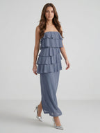 Stormy Chiffon Column Straight Neck Back Zip Floor-Length Bridesmaid Dress with Ruffle - Curvevia