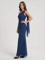 Stormy Chiffon Mermaid One Shoulder Back Zip Floor-Length Bridesmaid Dress - Curvevia