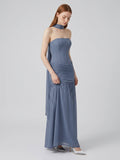 Stormy Chiffon Mermaid Straight Neck Back Zip Floor-Length Bridesmaid Dress with Pleated Detail - Curvevia