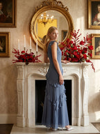 Stormy Chiffon Mermaid V-Neck V-Back Floor-Length Bridesmaid Dress - Curvevia