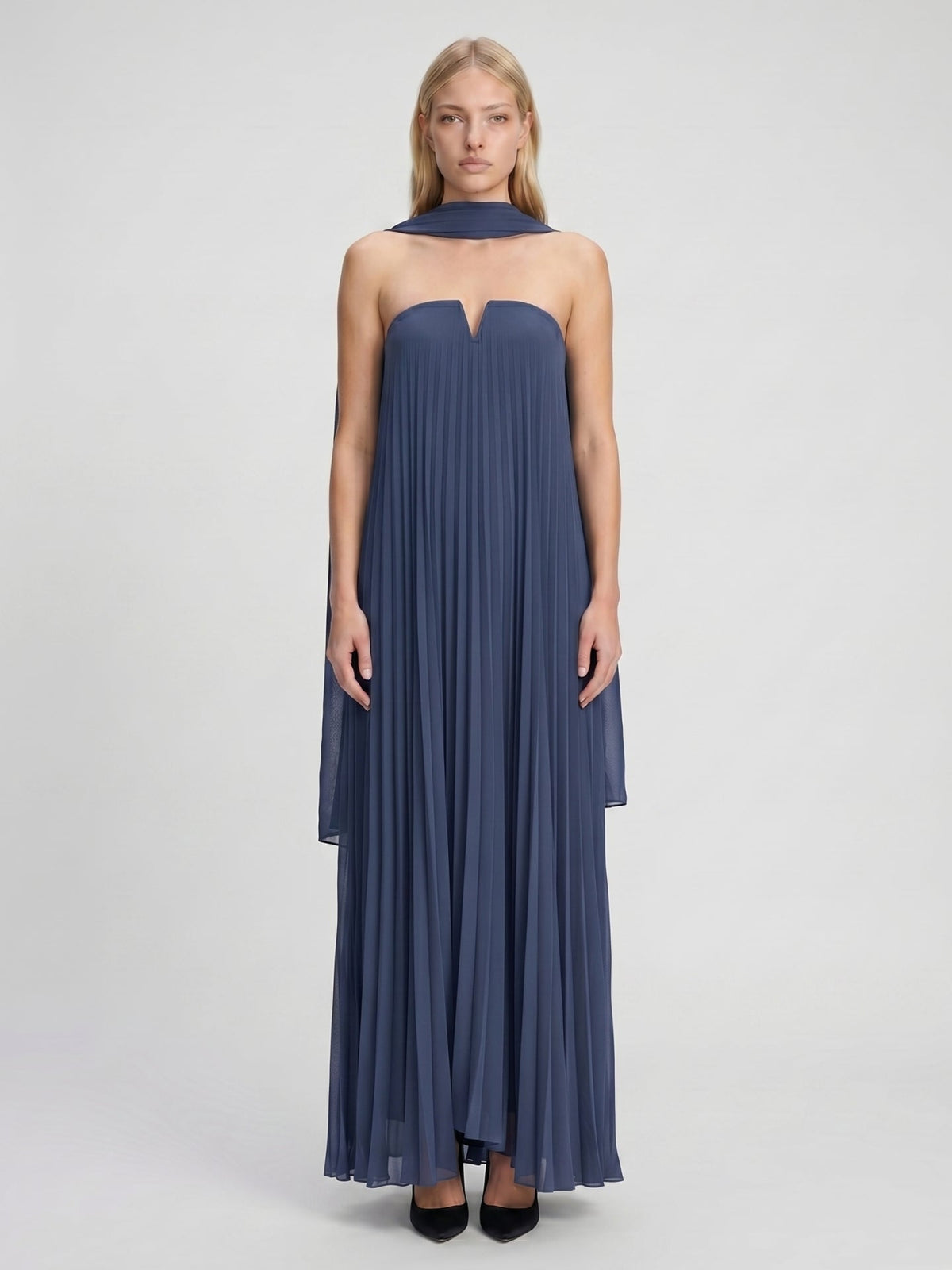 Stormy Chiffon Sheath Straight Neck Back Zip Floor-Length Bridesmaid Dress - Curvevia