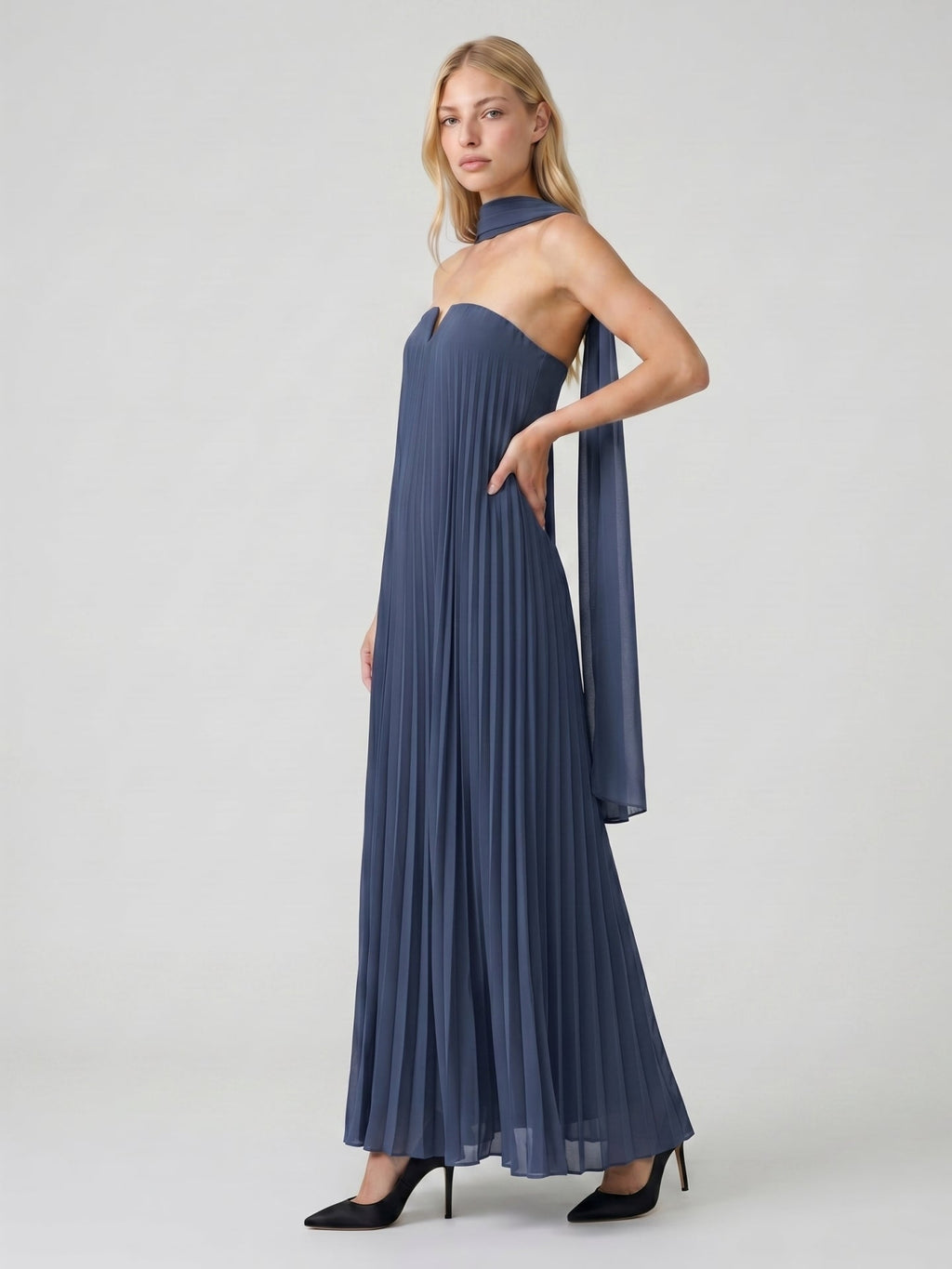 Stormy Chiffon Sheath Straight Neck Back Zip Floor-Length Bridesmaid Dress - Curvevia