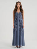 Stormy Chiffon Sheath Sweetheart Back Zip Floor-Length Bridesmaid Dress with Ruffle - Curvevia
