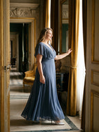 Stormy Chiffon V-Neck Back Zip A-Line Ankle-Length Plus Size Bridesmaid Dress - Curvevia