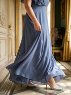 Stormy Chiffon V-Neck Back Zip A-Line Ankle-Length Plus Size Bridesmaid Dress - Curvevia