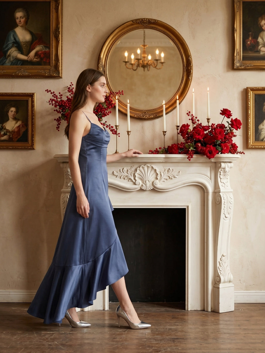 Stormy Matte Satin Mermaid V-Neck Criss-Cross Straps Asymmetrical Bridesmaid Dress - Curvevia