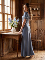 Stormy Satin A-Line Square Neck Back Zip Floor-Length Bridesmaid Dress - Curvevia