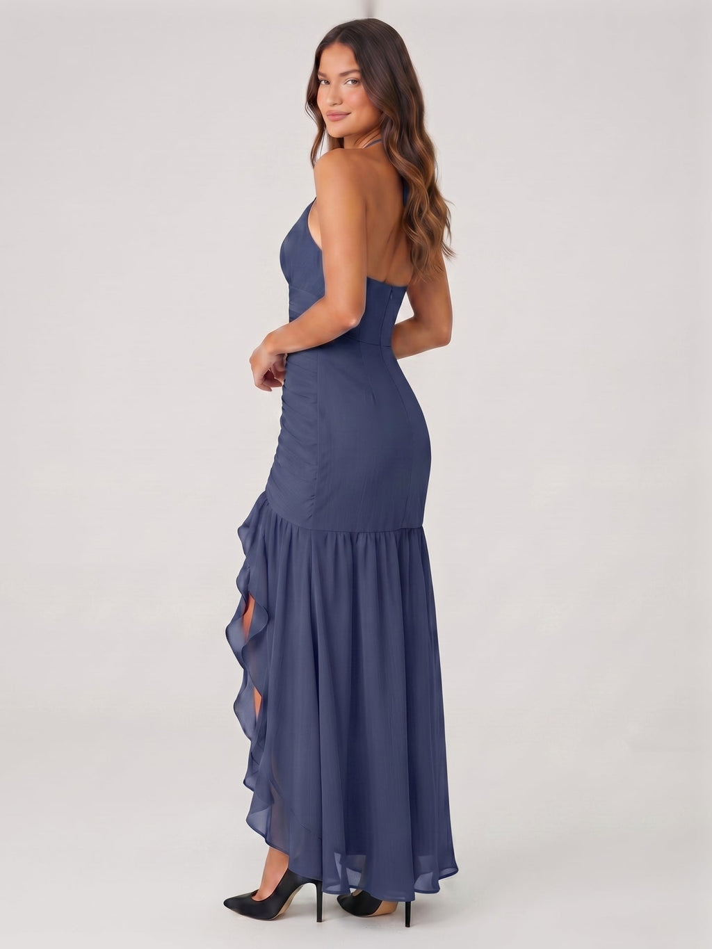 Stormy Stretch Knit Mermaid Sweetheart Backless Floor-Length Bridesmaid Dress - Curvevia