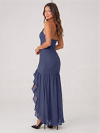 Stormy Stretch Knit Mermaid Sweetheart Backless Floor-Length Bridesmaid Dress - Curvevia