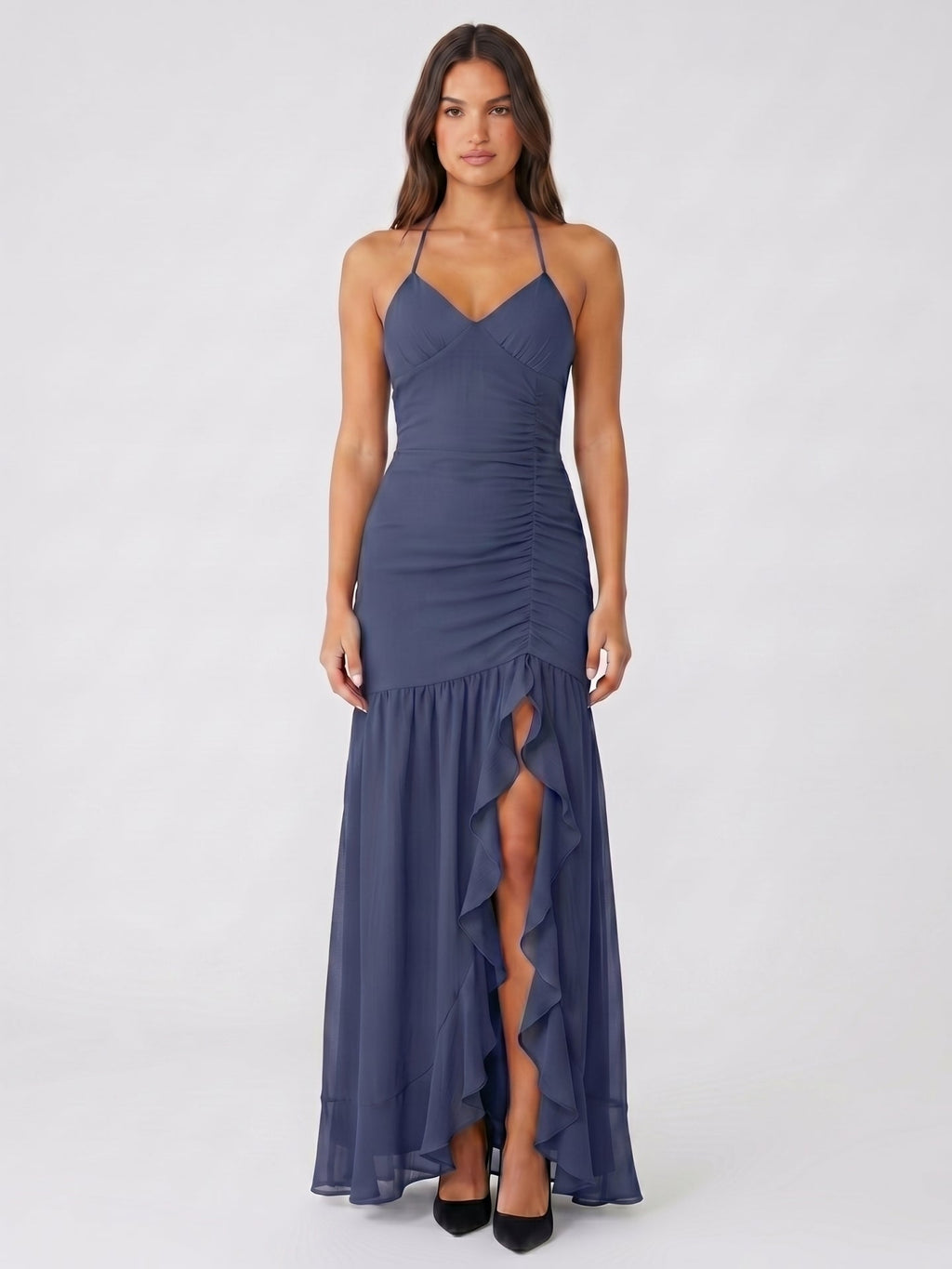 Stormy Stretch Knit Mermaid Sweetheart Backless Floor-Length Bridesmaid Dress - Curvevia