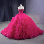 Quinceanera Dress Evening Dresses Sweep Train Sleeveless Pleated Ball Gown - Curvevia