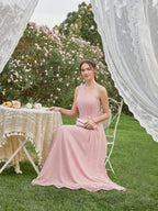 Sweet & Flowy Dusty Rose Chiffon A-Line One Shoulder Ankle-Length Bridesmaid Dress with Minimalist Design - Curvevia