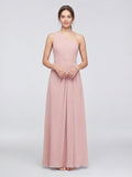 Sweet & Flowy Dusty Rose Chiffon A-Line One Shoulder Ankle-Length Bridesmaid Dress with Minimalist Design - Curvevia