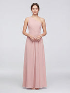 Sweet & Flowy Dusty Rose Chiffon A-Line One Shoulder Ankle-Length Bridesmaid Dress with Minimalist Design - Curvevia