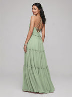Sweet & Flowy Dusty Sage Chiffon Empire Sweetheart Ankle-Length Bridesmaid Dress with Minimalist Design - Curvevia