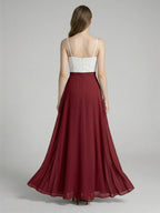 Sweet & Flowy Rust Chiffon A-Line V-Neck Back Zip with Pleated Ankle-Length Bridesmaid Dress - Curvevia