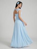 Sweet & Flowy Sky Blue Chiffon A-Line Sweetheart Ankle-Length Bridesmaid Dress with Minimalist Design - Curvevia