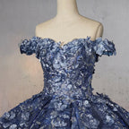 Sweetheart A Line Off-the-shoulder Quinceanera Dresses with 3D Flower and Pearls - Curvevia