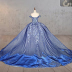 Sweetheart A Line Off-the-shoulder Quinceanera Dresses with 3D Flower and Pearls - Curvevia