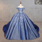 Sweetheart A Line Off-the-shoulder Quinceanera Dresses with 3D Flower and Pearls - Curvevia