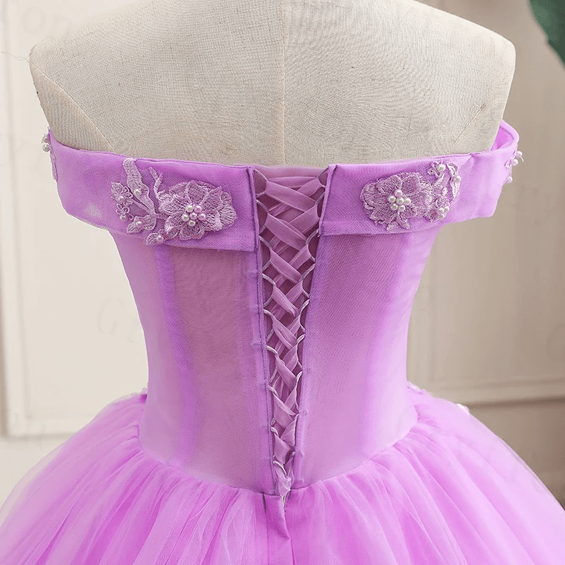 Lilac Off the Shoulder Quinceanera Dress Ball Gown With Appliqued - Curvevia