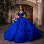 Royal Blue Off the Shoulder Puffy Quinceanera Dresses - Curvevia
