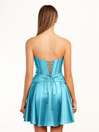 A-line Strapless Fuchsia Pleated Wedding Guest Dress with Keyhole - Curvevia