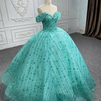 Quinceanera Dress V-neck Sequined Evening Party Dresses Off-the-shoulder - Curvevia