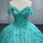 Quinceanera Dress V-neck Sequined Evening Party Dresses Off-the-shoulder - Curvevia