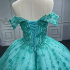 Quinceanera Dress V-neck Sequined Evening Party Dresses Off-the-shoulder - Curvevia