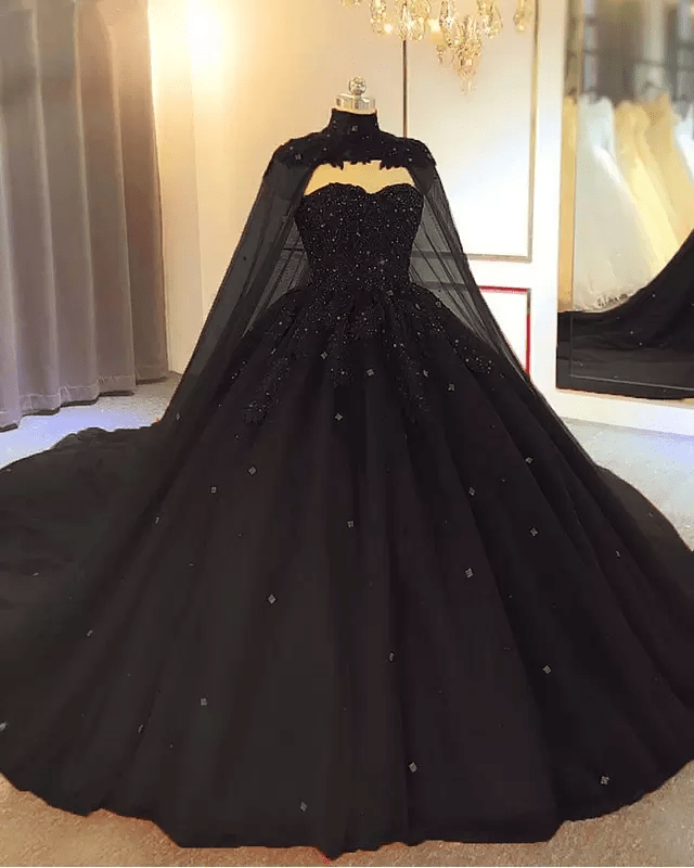 Royal Blue Tulle Ball Gown Prom Dress With Cape - Curvevia