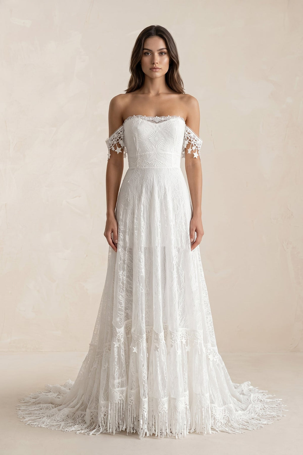 Bohemia Star tassel Chic Lace Wedding Dress - Curvevia
