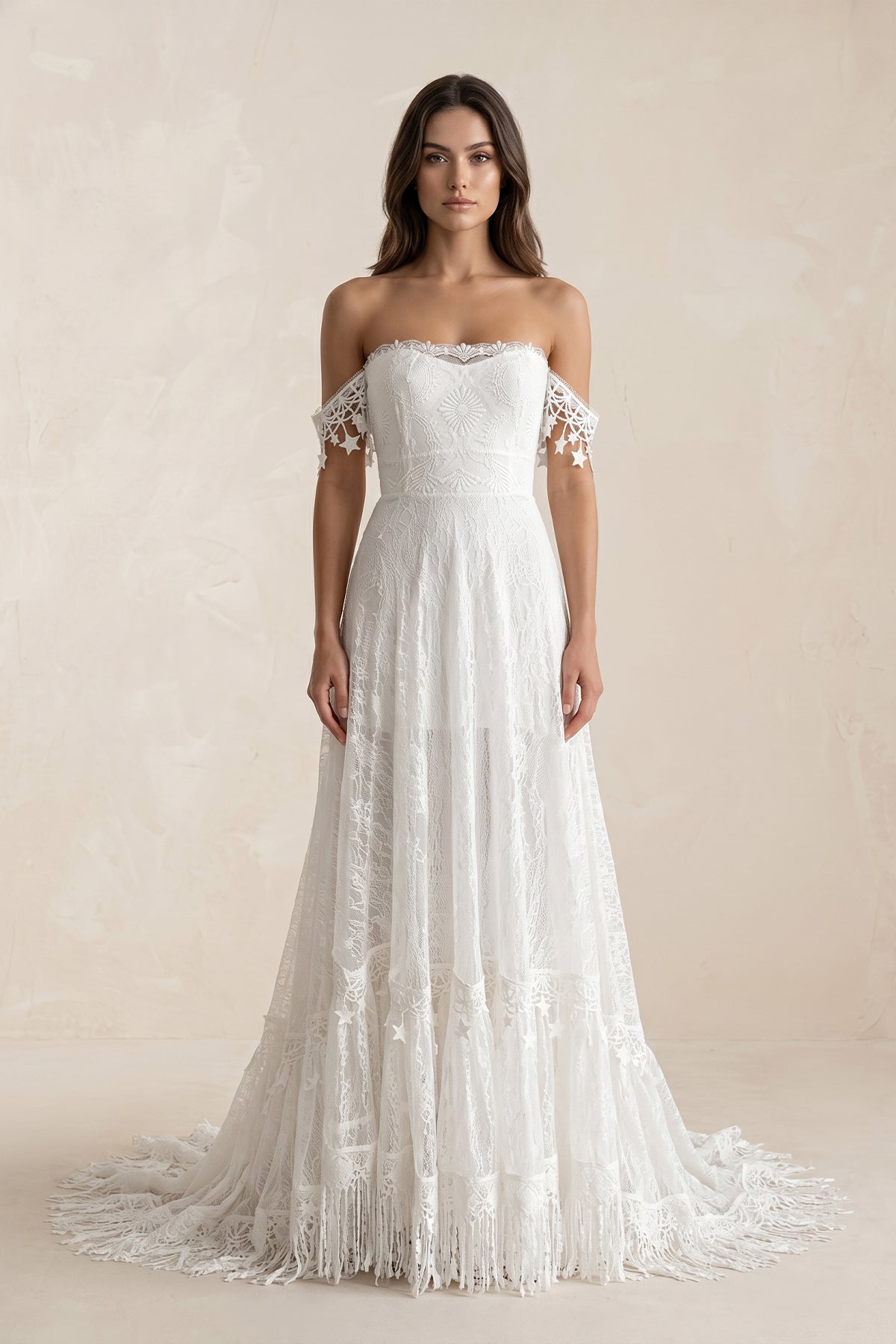 Bohemia Star tassel Chic Lace Wedding Dress - Curvevia