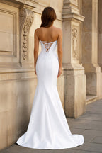 Bow Sweetheart Light Blue Mermaid Long Prom Dress - Curvevia