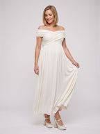 White Chiffon A-Line One Shoulder Backless Ankle-Length Maternity Bridesmaid Dress - Curvevia