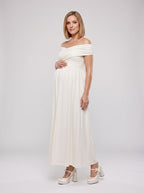 White Chiffon A-Line One Shoulder Backless Ankle-Length Maternity Bridesmaid Dress - Curvevia