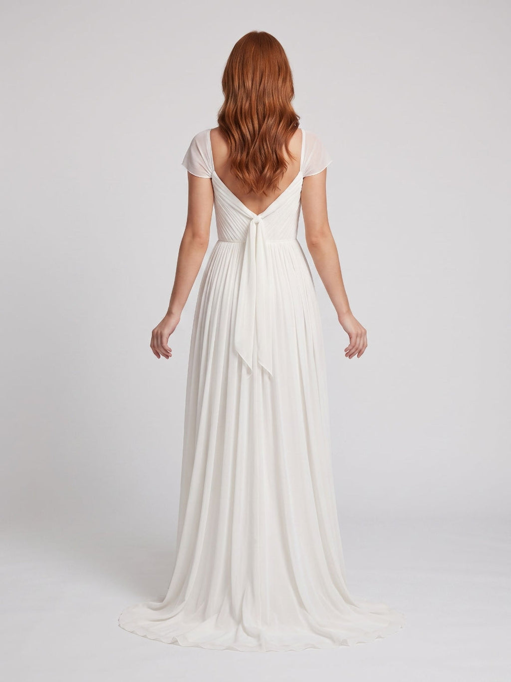 White Chiffon A-Line Square Neck Backless Floor-Length Prom Dress - Curvevia