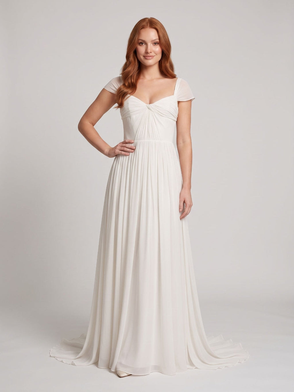 White Chiffon A-Line Square Neck Backless Floor-Length Prom Dress - Curvevia