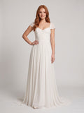 White Chiffon A-Line Square Neck Backless Floor-Length Prom Dress - Curvevia
