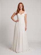 White Chiffon A-Line Square Neck Backless Floor-Length Prom Dress - Curvevia