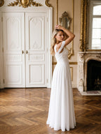 White Chiffon A-Line Sweetheart Backless Floor-Length Bridesmaid Dress - Curvevia