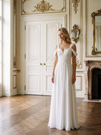 White Chiffon A-Line Sweetheart Backless Floor-Length Bridesmaid Dress - Curvevia