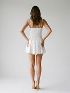 White Chiffon A-Line Sweetheart Backless Short Dress with Pleating - Curvevia