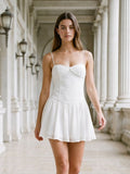 White Chiffon A-Line Sweetheart Backless Short Dress with Pleating - Curvevia