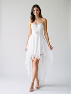 White Chiffon A-Line Sweetheart Backless Short Homecoming Dress with Beading - Curvevia