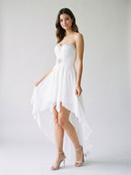 White Chiffon A-Line Sweetheart Backless Short Homecoming Dress with Beading - Curvevia