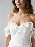 White Lace A-Line Sweetheart Backless Mini Homecoming Dress with Bow - Curvevia